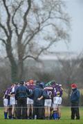 4 February 2010; The UL team gather together in a huddle at half-time. Ulster Bank Fitzgibbon Cup Round 1, University of Limerick v St Patrick's Training College, University of Limerick, Limerick. Picture credit: Diarmuid Greene / SPORTSFILE