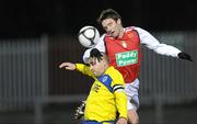 10 February 2010; Stuart Byrne, St Patrick's Athletic, in action against John Lester, Longford Town. Pre-Season Friendly, St Patrick's Athletic v Longford Town, Richmond Park, Dublin. Picture credit: David Maher / SPORTSFILE