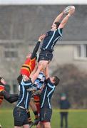 9 February 2010; Enda Carroll, Castletroy, wins possession in the lineout ahead of Cathal Gallagher, CBC Cork. Avonmore Milk Munster Schools Senior Cup, Quarter-Final, Castletroy College v CBC Cork, Tom Clifford Park, Limerick. Picture credit: Diarmuid Greene / SPORTSFILE