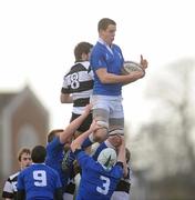 10 February 2010; Jerry Sexton, St Mary's College, takes the ball in the line-out ahead of Ross Farrell, CC Roscrea. Leinster Schools Senior Cup Quarter-Final, CC Roscrea v St Mary's College, Lakelands Park, Terenure, Dublin. Picture credit: Stephen McCarthy / SPORTSFILE