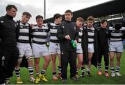 3 March 2016; Eoin Smyth, Belvedere College defence coach, gives a team talk after the game. Bank of Ireland Leinster Schools Senior Cup Semi-Final, Belvedere College v St. Michael's College. Donnybrook Stadium, Donnybrook, Dublin. Picture credit: Sam Barnes / SPORTSFILE