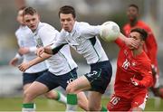 3 March 2016; Jack Clarke and Aidan Keena, Republic of Ireland, in action against Fabio Quintoles, Switzerland. U17 International Friendly, Republic of Ireland v Switzerland. RSC, Waterford. Picture credit: Matt Browne / SPORTSFILE