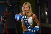 4 March 2016; Bookmaker Coral.ie has today launched an unmissable offer on Conor McGregor ahead of his much anticipated return to the UFC Octagon this Saturday night with the help of former Miss World Rosanna Davison. UFC’s biggest star has been chalked up as the odds-on favourite at 4/9 to beat Nate Diaz, but Coral.ie is offering a huge price of 10/1 to new customers to celebrate the recent launch of Coral.ie in Ireland. Rosanna Davison lands a Punch ahead of McGregor Fight with Coral. BodyByrne Gym, Dublin. Picture credit: Ramsey Cardy / SPORTSFILE