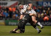 4 March 2016; Ro Herring, Ulster, is tackled by Tommaso Castello, Zebre. Guinness PRO12 Round 17, Ulster v Zebre, Kingspan Stadium, Ravenhill Park, Belfast. Picture credit: Oliver McVeigh / SPORTSFILE