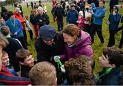 5 March 2016; Former Irish Athlete Sonia O'SullEvan helps present medals at the  GloHealth All-Ireland Schools and Irish Universities Cross Country Championships. Showgrounds, Sligo. Picture credit: Sam Barnes / SPORTSFILE