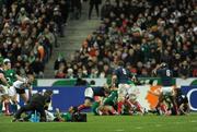13 February 2010; Ireland's Rob Kearney is treated in the first half as play continues. RBS Six Nations Rugby Championship, France v Ireland, Stade de France, Saint Denis, Paris, France. Picture credit: Brian Lawless / SPORTSFILE