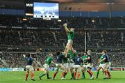 13 February 2010; Paul O'Connell, Ireland, wins a lineout against France. RBS Six Nations Rugby Championship, France v Ireland, Stade de France, Saint Denis, Paris, France. Picture credit: Brendan Moran / SPORTSFILE
