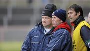 14 February 2010; Mayo manager John O'Mahony, left, and his selectors Tommy Lyons, centre, and Kieran Gallagher, watch on from the sideline. Allianz National Football League, Division 1, Round 2, Tyrone v Mayo, Healy Park, Omagh, Co. Tyrone. Picture credit: Oliver McVeigh / SPORTSFILE