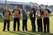 15 February 2010; Glanbia today announced a new three year hurling sponsorship deal with Kilkenny under the Avonmore Milk brand. The sponsorship deal will include Kilkenny's Senior, Intermediate, Under 21 and Minor teams with the Kilkenny jersey carrying the Avonmore Milk logo. Pictured at the launch are, from left, Tommy Walsh, Jackie Tyrrell, Colin Gordon, CEO, Glanbia Consumer Products, Brian Cody, Kilkenny manager, Michael Rice and TJ Reid. Nowlan Park, Kilkenny. Picture credit: Pat Murphy / SPORTSFILE