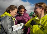5 March 2016; Former Irish Athlete Sonia O'SullEvan helps signs autographs at the GloHealth All-Ireland Schools and Irish Universities Cross Country Championships. Showgrounds, Sligo. Picture credit: Sam Barnes / SPORTSFILE