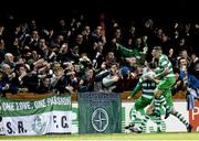 5 March 2016; Brandon Miele, Shamrock Rovers, celebrates scoring his sides first goal with teammates and supporters. SSE Airtricity League Premier Division. Sligo Rovers v Shamrock Rovers, Showgrounds, Sligo. Picture credit: Sam Barnes / SPORTSFILE