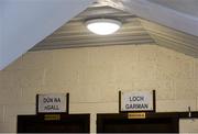 6 March 2016; Signs indicating the Donegal and Wexford dressing room under the main stand in Austin Stack Park ahead of the day's games Allianz Football League, Division 1, Round 4, Kerry v Donegal. Austin Stack Park, Tralee, Co. Kerry. Picture credit: Brendan Moran / SPORTSFILE