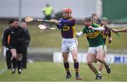 6 March 2016; Diarmuid O'Keefe, Wexford, in action against John Egan, Kerry. Allianz Hurling League, Division 1B, Round 3, Kerry v Wexford. Austin Stack Park, Tralee, Co. Kerry. Picture credit: Brendan Moran / SPORTSFILE