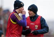 6 March 2016; Wexford manager Liam Dunne, right, has words with Wexford substitute Ian Byrne during the game. Allianz Hurling League, Division 1B, Round 3, Kerry v Wexford. Austin Stack Park, Tralee, Co. Kerry. Picture credit: Brendan Moran / SPORTSFILE