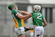 6 March 2016; Tom Condon, Limerick, and Joe Bergin, Offaly, confront each other. Allianz Hurling League, Division 1B, Round 3, Offaly v Limeick. O'Connor Park, Tullamore, Co. Offaly. Picture credit: David Maher / SPORTSFILE