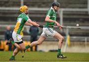 6 March 2016; Diarmaid Byrne, Limerick, in action against Shane Kinsella, Offaly. Allianz Hurling League, Division 1B, Round 3, Offaly v Limeick. O'Connor Park, Tullamore, Co. Offaly. Picture credit: David Maher / SPORTSFILE