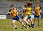 6 March 2016; Ellie Gorman, Clare, in action against Deirde Foley, Donegal. Lidl Ladies Football National League, Division 2, Donegal v Clare. Fr Tierney Park, Ballyshannon, Co. Donegal. Picture credit: Oliver McVeigh / SPORTSFILE