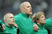 13 February 2010; Ireland players, from left, Keith Earls, Paul O'Connell and Jerry Flannery during Ireland's Call. RBS Six Nations Rugby Championship, France v Ireland, Stade de France, Saint Denis, Paris, France. Picture credit: Brendan Moran / SPORTSFILE