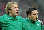 13 February 2010; Ireland players Stephen Ferris, left, and David Wallace during Ireland's Call. RBS Six Nations Rugby Championship, France v Ireland, Stade de France, Saint Denis, Paris, France. Picture credit: Brendan Moran / SPORTSFILE *** Local Caption ***
