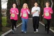 18 February 2010; Dublin football star Jason Sherlock has signed up for the Great Ireland Run on Sunday 18th April to help raise funds for Our Lady's Hospice Harold's Cross. Jason met some of his Hospice Harriers team-mates, from left to right, Gillian Robinson, Amanda Kenny and Ruth Ushe to prepare for the 10k event. More than 4,000 entries are already in through www.greatirelandrun.org. Our Lady's Hospice, Harold's Cross, Dublin. Picture credit: David Maher / SPORTSFILE