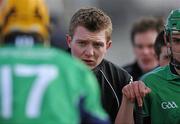 16 February 2010; Unused LIT substitute Joe Canning speaks to his team-mates before the game. Ulster Bank Fitzgibbon Cup Round 3, Limerick Institute of Technology v Galway Mayo Institute of Technology. Limerick IT, Limerick. Picture credit: Diarmuid Greene / SPORTSFILE