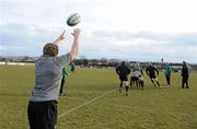 17 February 2010; Ireland's Sean Cronin throws the ball into the line-out during rugby squad training ahead of their RBS Six Nations Rugby Championship game against England on Saturday week. Presentaion Brothers College Grounds, Wilton, Co. Cork. Picture credit: Matt Browne / SPORTSFILE
