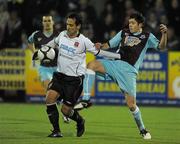 18 February 2010; Neale Fenn, Dundalk, in action against Eric McGill, Drogheda United. Jim Malone Cup, Dundalk v Drogheda United, Oriel Park, Dundalk, Co. Louth. Picture credit: Oliver McVeigh / SPORTSFILE