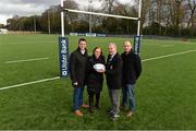 7 March 2016; Terenure College RFC club members Patrick 'Rala' O’Reilly and Girvan Dempsey were on hand to open the brand new 4G pitch proudly supported by Ulster Bank, the Official Community Rugby Partner to the IRFU. Also in attendance was Ulster Bank Rugby ambassador Alan Quinlan, Terenure College RFC coach, Ulster Bank employee David Lynagh and Mary McGovern, Branch Manager, Ulster Bank Terenure. Terenure's new 4G pitch, in partnership with Ulster Bank, is the culmination of a 4 year journey in Terenure College RFC and it is now a state of the art pitch which will benefit the whole community. Pictured are, from left, Alan Quinlan, Mary McGovern, Patrick 'Rala' O'Reilly and Girvan Dempsey. Terenure College RFC, Lakelands Park, Terenure, Dublin. Picture credit: Matt Browne / SPORTSFILE