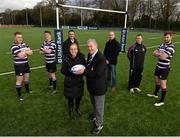 7 March 2016; Terenure College RFC club members Patrick 'Rala' O’Reilly and Girvan Dempsey were on hand to open the brand new 4G pitch proudly supported by Ulster Bank, the Official Community Rugby Partner to the IRFU. Also in attendance was Ulster Bank Rugby ambassador Alan Quinlan, Terenure College RFC coach and Ulster Bank employee David Lynagh and Mary McGovern, Branch Manager, Ulster Bank Terenure. Terenure's new 4G pitch, in partnership with Ulster Bank, is the culmination of a 4 year journey in Terenure College RFC and it is now a state of the art pitch which will benefit the whole community. Pictured are, from left, Oisin Heffernan and Robert Duke, Terenure College RFC, Alan Quinlan, Mary McGovern, Patrick 'Rala' O'Reilly, Girvan Dempsey, David Lynagh and Harrison Brewer, Terenure College RFC. Terenure College RFC, Lakelands Park, Terenure, Dublin. Picture credit: Matt Browne / SPORTSFILE