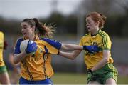 6 March 2016; Sarah Bohannon Clare, in action against oley, Donegal. Lidl Ladies Football National League, Division 2, Donegal v Clare. Fr Tierney Park, Ballyshannon, Co. Donegal. Picture credit: Oliver McVeigh / SPORTSFILE