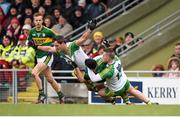 6 March 2016; Michael Murphy, left, and Patrick McBrearty, Donegal, tussle with Aidan O’Mahony, Kerry. Allianz Football League, Division 1, Round 4, Kerry v Donegal. Austin Stack Park, Tralee, Co. Kerry. Picture credit: Brendan Moran / SPORTSFILE