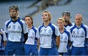 6 March 2016; Milford's Anna Geary sings the National Anthem with her team-mates before the game. AIB All-Ireland Senior Camogie Club Championship Final 2015, Milford v Killimor. Croke Park, Dublin. Picture credit: Piaras Ó Mídheach / SPORTSFILE