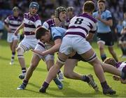 6 March 2016; Hugh McGovern, St Michael's College, is tackled by Stephen Mo, left, and Barry Dooley, Clongowes Wood College. Bank of Ireland Leinster Schools Junior Cup, Semi-Final, Clongowes Wood College v St Michael's College. Donnybrook Stadium, Donnybrook, Dublin. Picture credit: Cody Glenn / SPORTSFILE