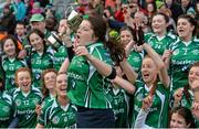 6 March 2016; Cahir's Róisín Howard and her team-mates celebrate with the cup after the game. AIB All-Ireland Intermediate Camogie Club Championship Final 2015, Cahir v Eyrecourt. Croke Park, Dublin. Picture credit: Piaras Ó Mídheach / SPORTSFILE