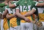 6 March 2016; General view of members of the Offaly team as in a huddle before the start of the game. Allianz Hurling League, Division 1B, Round 3, Offaly v Limerick. O'Connor Park, Tullamore, Co. Offaly. Picture credit: David Maher / SPORTSFILE