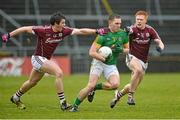 6 March 2016; Conor McGill, Meath, in action against Shane Walsh and Adrain Varley, Galway. Allianz Football League, Division 2, Round 4, Galway v Meath, Pearse Stadium, Galway. Picture credit: Ray Ryan / SPORTSFILE