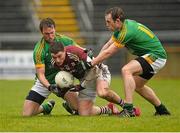 6 March 2016; Eamon Brannigan, Galway, in action against Alan Douglas and Eamon Wallace, Meath. Allianz Football League, Division 2, Round 4, Galway v Meath, Pearse Stadium, Galway. Picture credit: Ray Ryan / SPORTSFILE