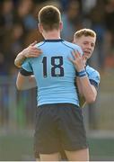 6 March 2016; Mark O'Brien, St Michael's College, right, celebrates with team-mate Hugh McGovern at the final whistle. Bank of Ireland Leinster Schools Junior Cup, Semi-Final, Clongowes Wood College v St Michael's College. Donnybrook Stadium, Donnybrook, Dublin. Picture credit: Cody Glenn / SPORTSFILE