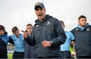 6 March 2016; St Michael's College head coach Emmet McMahon addresses the team after victory. Bank of Ireland Leinster Schools Junior Cup, Semi-Final, Clongowes Wood College v St Michael's College. Donnybrook Stadium, Donnybrook, Dublin. Picture credit: Cody Glenn / SPORTSFILE