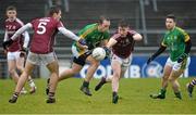 6 March 2016; Eamon Wallace, Meath, in action against Liam Silke and Johnny Heaney, Galway. Allianz Football League, Division 2, Round 4, Galway v Meath, Pearse Stadium, Galway. Picture credit: Ray Ryan / SPORTSFILE
