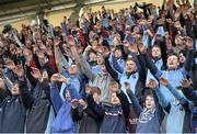 6 March 2016; St Michael's College supporters salute their team after victory. Bank of Ireland Leinster Schools Junior Cup, Semi-Final, Clongowes Wood College v St Michael's College. Donnybrook Stadium, Donnybrook, Dublin. Picture credit: Cody Glenn / SPORTSFILE