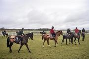 7 March 2016; Horses and jockeys from the Sandra Hughes Stables, pictured at the Fairyhouse Boylesports Irish Grand National Launch. Osborne Lodge, The Curragh, County Kildare. Picture credit: David Maher / SPORTSFILE