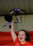 7 March 2016; John The Baptist CS captain Eimear Daly lifts the cup after the game. Lidl All Ireland Senior B Post Primary Schools Championship Final. Holy Rosary College Mountbellew, Galway, v John The Baptist CS, Limerick. Gort GAA, Gort, Co. Galway. Picture credit: Piaras Ó Mídheach / SPORTSFILE