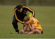 7 March 2016; Holy Rosary College Mountbellew manager Ailish Breheny consoles Emma Flanagan after the game. Lidl All Ireland Senior B Post Primary Schools Championship Final. Holy Rosary College Mountbellew, Galway, v John The Baptist CS, Limerick. Gort GAA, Gort, Co. Galway. Picture credit: Piaras Ó Mídheach / SPORTSFILE