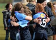 7 March 2016; Emer Nally, left, and Avril Spain, Gallen C.S. Ferbane, celebrate after victory over Scoil Phobail Sliabh Luachra, Rathmore. Lidl All Ireland Senior C Post Primary Schools Championship Final, Gallen C.S. Ferbane, Offaly v Scoil Phobail Sliabh Luachra, Rathmore, Kerry. Mick Neville Park, Rathkeale, Co. Limerick. Picture credit: Diarmuid Greene / SPORTSFILE