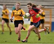 7 March 2016; Beth Norris, Scoil Mhuire, Carrick on Suir, Tipperary, in action against Muireanni Ni Ghormain, Coláiste Iosagain, Stillorgan, Dublin. Lidl All Ireland Senior A Post Primary Schools Championship Final, Coláiste Iosagain, Stillorgan, Dublin v Scoil Mhuire, Carrick on Suir, Tipperary. Nowlan Park, Kilkenny. Picture credit: Matt Browne / SPORTSFILE