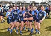 7 March 2016; Gallen C.S. Ferbane players celebrate with the cup after victory over Scoil Phobail Sliabh Luachra, Rathmore. Lidl All Ireland Senior C Post Primary Schools Championship Final, Gallen C.S. Ferbane, Offaly v Scoil Phobail Sliabh Luachra, Rathmore, Kerry. Mick Neville Park, Rathkeale, Co. Limerick. Picture credit: Diarmuid Greene / SPORTSFILE