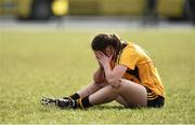 7 March 2016; Ava Looney, Scoil Phobail Sliabh Luachra, Rathmore, Kerry, reacts after defeat to Gallen C.S. Ferbane, Offaly. Lidl All Ireland Senior C Post Primary Schools Championship Final, Gallen C.S. Ferbane, Offaly v Scoil Phobail Sliabh Luachra, Rathmore, Kerry. Mick Neville Park, Rathkeale, Co. Limerick. Picture credit: Diarmuid Greene / SPORTSFILE