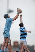 14 February 2010; Shane O'Connor, St. Michael's College, wins possession in the line-out against Luke Briody, Castleknock College. Leinster Schools Senior Cup Quarter-Final, St. Michael's College v Castleknock College, v, Donnybrook Stadium, Donnybrook, Dublin. Picture credit: Pat Murphy / SPORTSFILE *** Local Caption ***