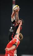 19 February 2010; Jim Hamilton, Edinburgh, takes the ball in the lineout against Mick O'Driscoll, Munster. Celtic League, Munster v Edinburgh, Musgrave Park, Cork. Picture credit: Matt Browne / SPORTSFILE